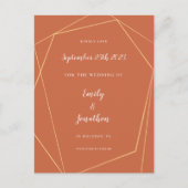 金ゴールド幾何学的テラコッタウェディング日付を保存してAn 案内ポストカード (正面)