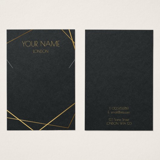 金ゴールド幾何学的ネックレス又はブレスレット表示カード (正面&裏面)