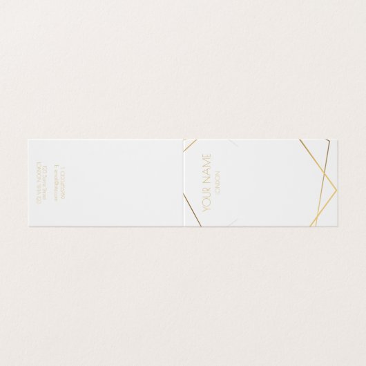 金ゴールド幾何学的ネックレス折り畳み表示カード 名刺 (外部フラット)