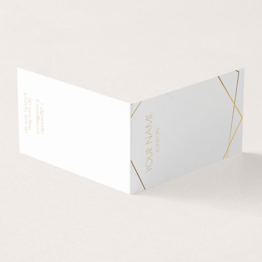 金ゴールド幾何学的ネックレス折り畳み表示カード 名刺 (外部)