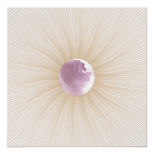 金ゴールド幾何学的パープルムーンサイクル光沢ポスター ポスター (正面)