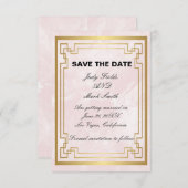 金ゴールド幾何学的ピンクマーブルウェディング日付を保存 サンキューカード (正面/裏面)