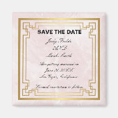 金ゴールド幾何学的ピンクマーブルウェディング日付を保存 マグネット (正面)
