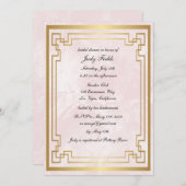 金ゴールド幾何学的ピンクマーブル結婚ブライダルシャワー 招待状 (正面/裏面)