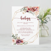 金ゴールド幾何学的フローラベビーQベビーシャワーバーベキュー 招待状 (スタンド正面)