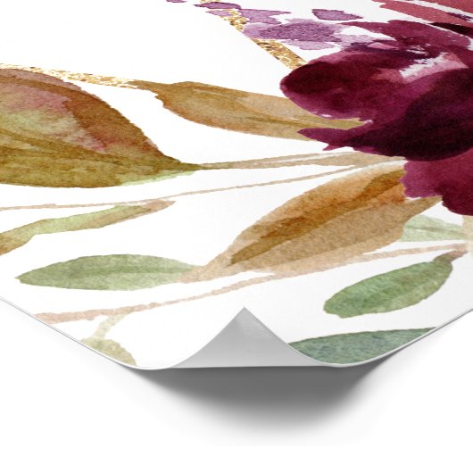 金ゴールド幾何学的フローラリハーサルディナーウェルカム ポスター (角)