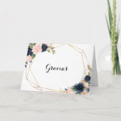 金ゴールド幾何学的フローラ結婚折り畳みGraciasカード サンキューカード (正面)