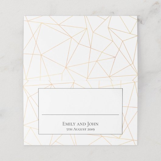 金ゴールド幾何学的ブラックタイポグラフィ縁どと結婚の プレイスカード (外部開封)