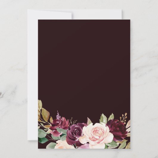 金ゴールド幾何学的ブルゴーニュスペインのフローラ結婚ズ 招待状 (裏面)