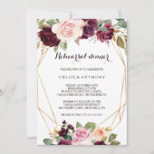 金ゴールド幾何学的ブルゴーニュフローラリハーサルディナー 招待状 (正面)