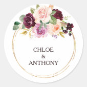 金ゴールド幾何学的ブルゴーニュ結婚ー封筒用シール ラウンドシール (正面)