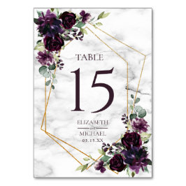 金ゴールド幾何学的プラムパープルマーブルエレガントな結婚式 テーブルナンバー