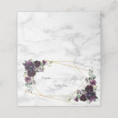 金ゴールド幾何学的プラムパープルマーブルフローラ プレイスカード (外部開封)