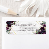 金ゴールド幾何学的プラムパープルマーブル差出人住所 ラベル (インサイチュ)