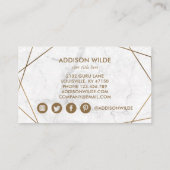 金ゴールド幾何学的ホワイトマーブルシンプル抽象芸術モダン 予約カード (裏面)