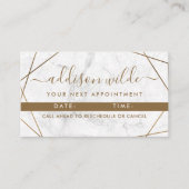 金ゴールド幾何学的ホワイトマーブルシンプル抽象芸術モダン 予約カード (正面)