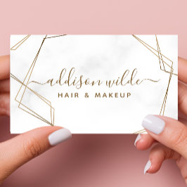 金ゴールド幾何学的ホワイトマーブルシンプル抽象芸術モダン 名刺