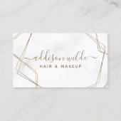 金ゴールド幾何学的ホワイトマーブルシンプル抽象芸術モダン 名刺 (正面)