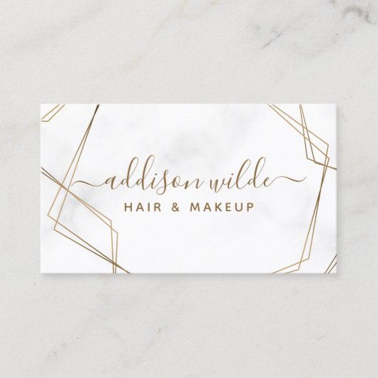 金ゴールド幾何学的ホワイトマーブルシンプル抽象芸術モダン 名刺 (正面)
