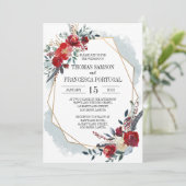 金ゴールド幾何学的ボホフローラ結婚式招待状 招待状 (スタンド正面)