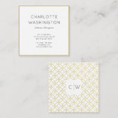 金ゴールド幾何学的モノグラムスクエアビジネスカード スクエア名刺 (正面/裏面)