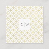 金ゴールド幾何学的モノグラムスクエアビジネスカード スクエア名刺 (裏面)