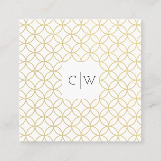 金ゴールド幾何学的モノグラムスクエアビジネスカード スクエア名刺 (裏面)