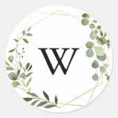 金ゴールド幾何学的モノグラム結婚の封筒用シール ラウンドシール (正面)