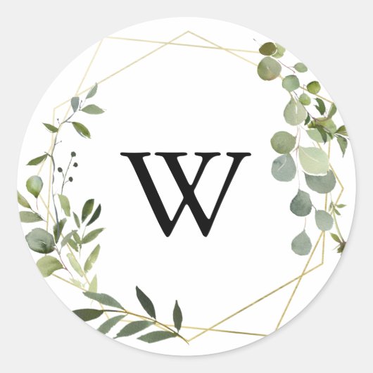 金ゴールド幾何学的モノグラム結婚の封筒用シール ラウンドシール (正面)