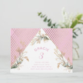 金ゴールド幾何学的ユーカリエレガントパーティーピンク 招待状 (スタンド正面)