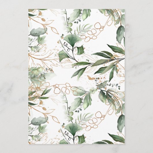 金ゴールド幾何学的ユーカリエレガントライナリーモス 招待状 (裏面)