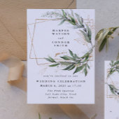 金ゴールド幾何学的ユーカリエレガントライナリーモス 招待状