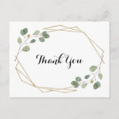 金ゴールド幾何学的ユーカリ書道ありがとう ポストカード (正面)