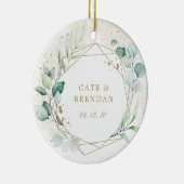 金ゴールド幾何学的ユーカリ緑の写真新着 セラミックオーナメント (右)