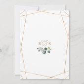 金ゴールド幾何学的ユーカリ緑ブライダルシャワー 招待状 (裏面)