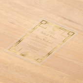 金ゴールド幾何学的ヴィンテージ1920sデコ結婚ズ アクリル招待状 (レイダウン)