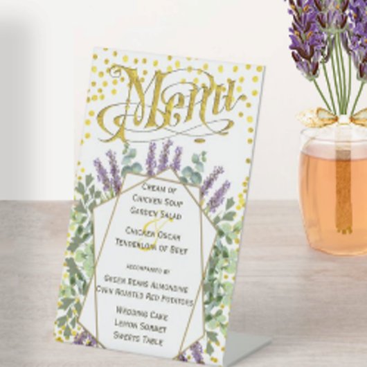 金ゴールド幾何学的抽象芸術フレームRetroTypographyメニュー 台座サイン