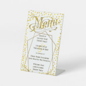 金ゴールド幾何学的抽象芸術フレームRetroTypographyメニュー 台座サイン (正面)