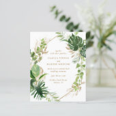 金ゴールド幾何学的熱帯予算結婚式招待状 (スタンド正面)