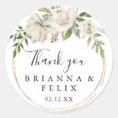 金ゴールド幾何学的牡丹サンキュー結婚式の引き出物 ラウンドシール (正面)