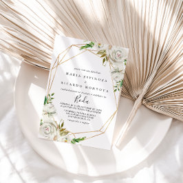 金ゴールド幾何学的牡丹スペインのフローラ結婚 招待状