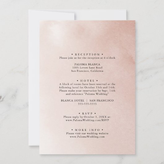 金ゴールド幾何学的秋フラワーバック&フロント結婚ズ 招待状 (裏面)