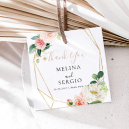 金ゴールド幾何学的秋結婚フラワーズサンキュー フェイバータグ