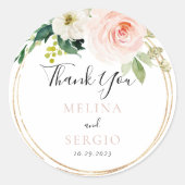 金ゴールド幾何学的秋結婚フラワーズサンキュー ラウンドシール (正面)