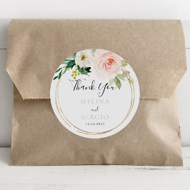 金ゴールド幾何学的秋結婚フラワーズサンキュー ラウンドシール