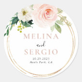 金ゴールド幾何学的秋結婚花の封筒用シール ラウンドシール (正面)