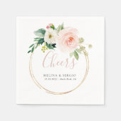 金ゴールド幾何学的秋結婚花の応援 スタンダードカクテルナプキン (正面)