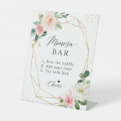 金ゴールド幾何学的赤面ピンクフローラミモザバー 台座サイン (正面)