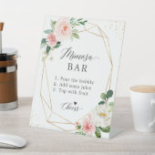 金ゴールド幾何学的赤面ピンクフローラミモザバー 台座サイン (インサイチュ)