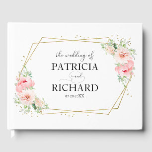 金ゴールド幾何学的赤面フローラエレガントな結婚式 ゲストブック